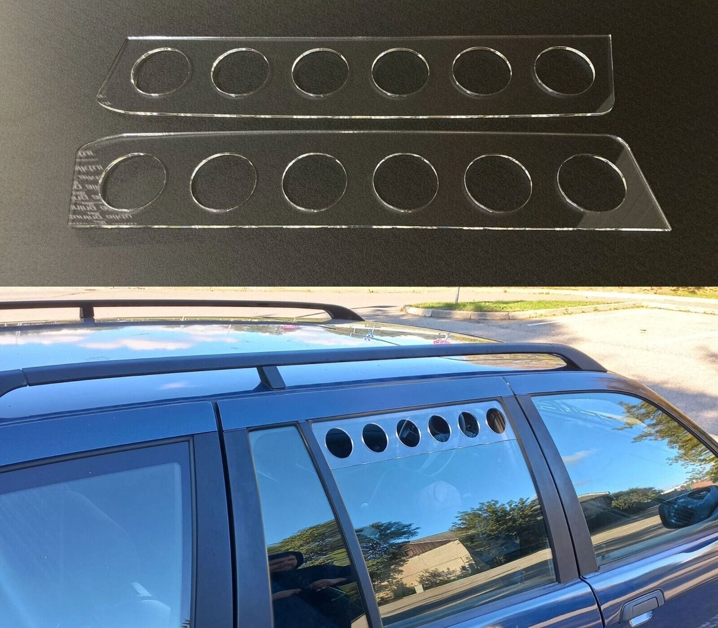 Rear Clear Window Vent Set Rally Drift Visor Set (Fits BMW E36 Touring Wagon)