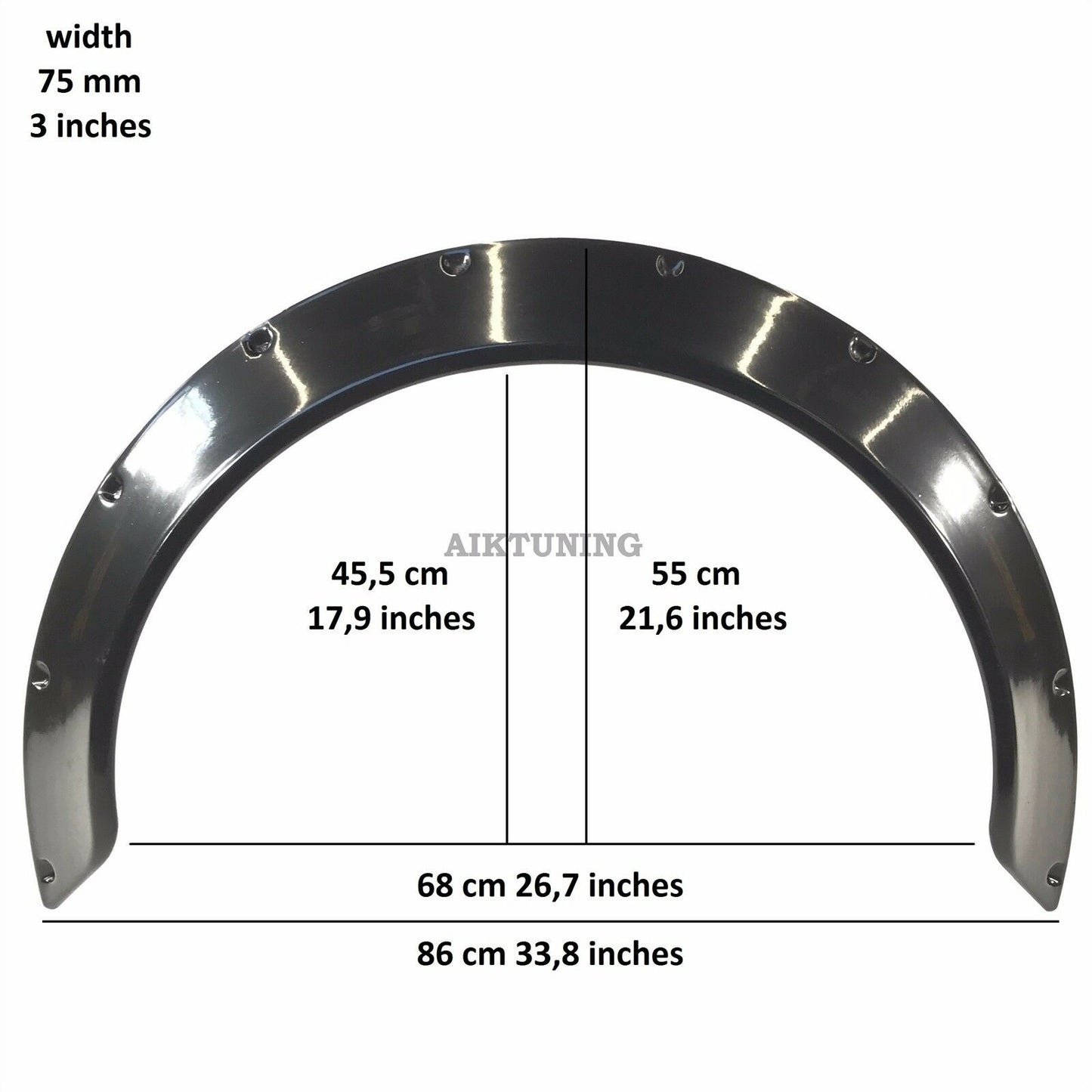 75mm Wide Universal Fender Flares Wheel Arch Extension Arches Trims JDM Set RUL