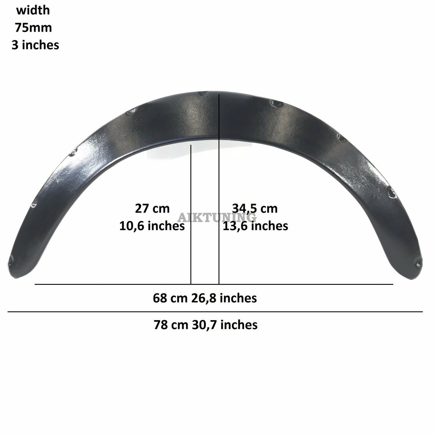 75mm Wide Universal Fender Flares Wheel Arch Extension Arches Trims JDM Set JDMR