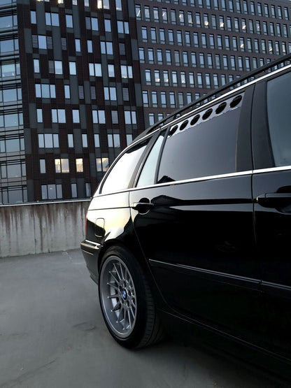 Black Rear Window Vent Set Rally Drift Stance Visor Set (Fits BMW E46 Touring Wagon)