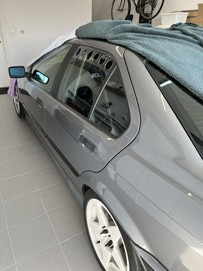 Rear Clear Window Vent Set Rally Drift Stance Visor Set (Fits BMW E36 Sedan)