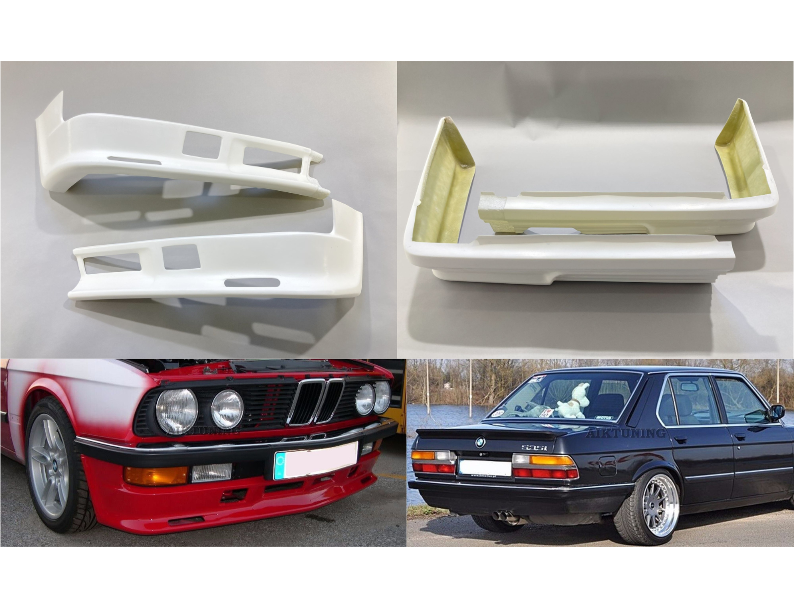 Split Front & Rear Bumper Spoiler Apron Valance Lip (Fits BMW E28 Pfeb ...