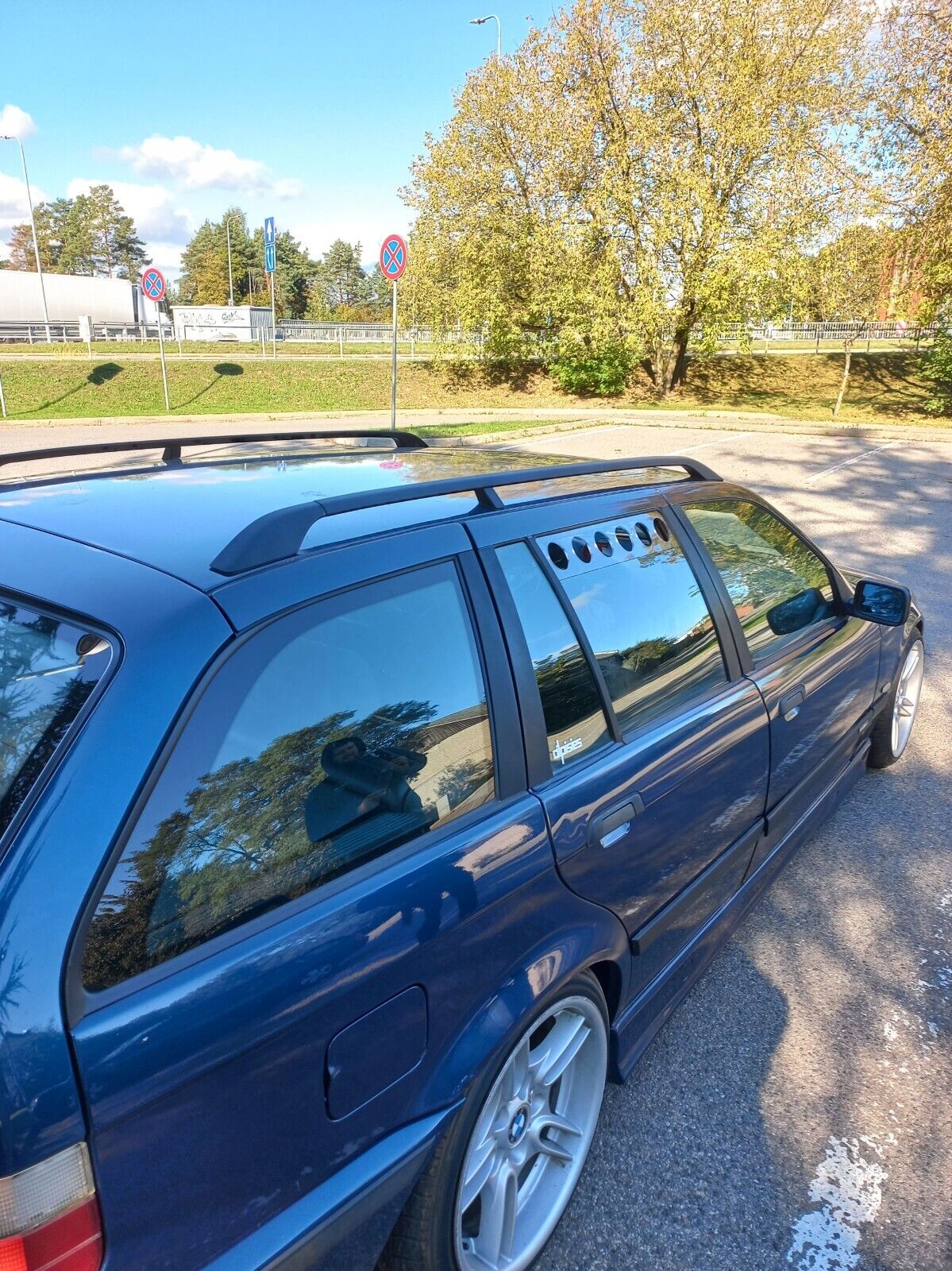 Rear Black Window Vent Set Rally Drift Visor Set (Fits BMW E36 Touring Wagon)