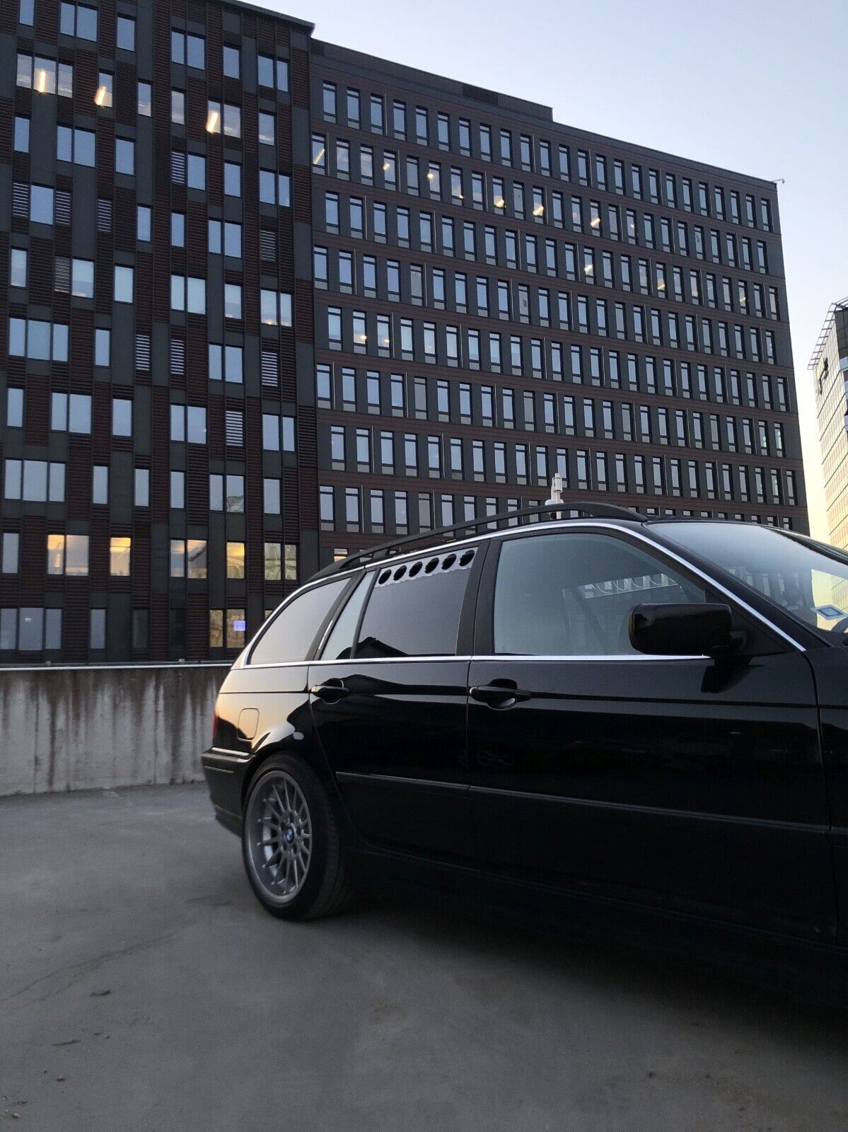 Black Rear Window Vent Set Rally Drift Stance Visor Set (Fits BMW E46 Touring Wagon)