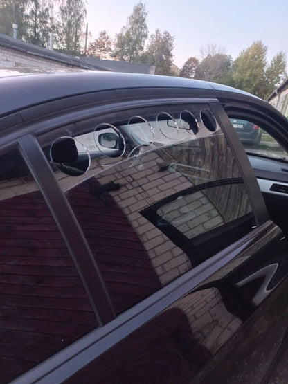 Black Rear Window Vent Set Rally Drift Stance Visor Set (Fits BMW E90 Sedan)