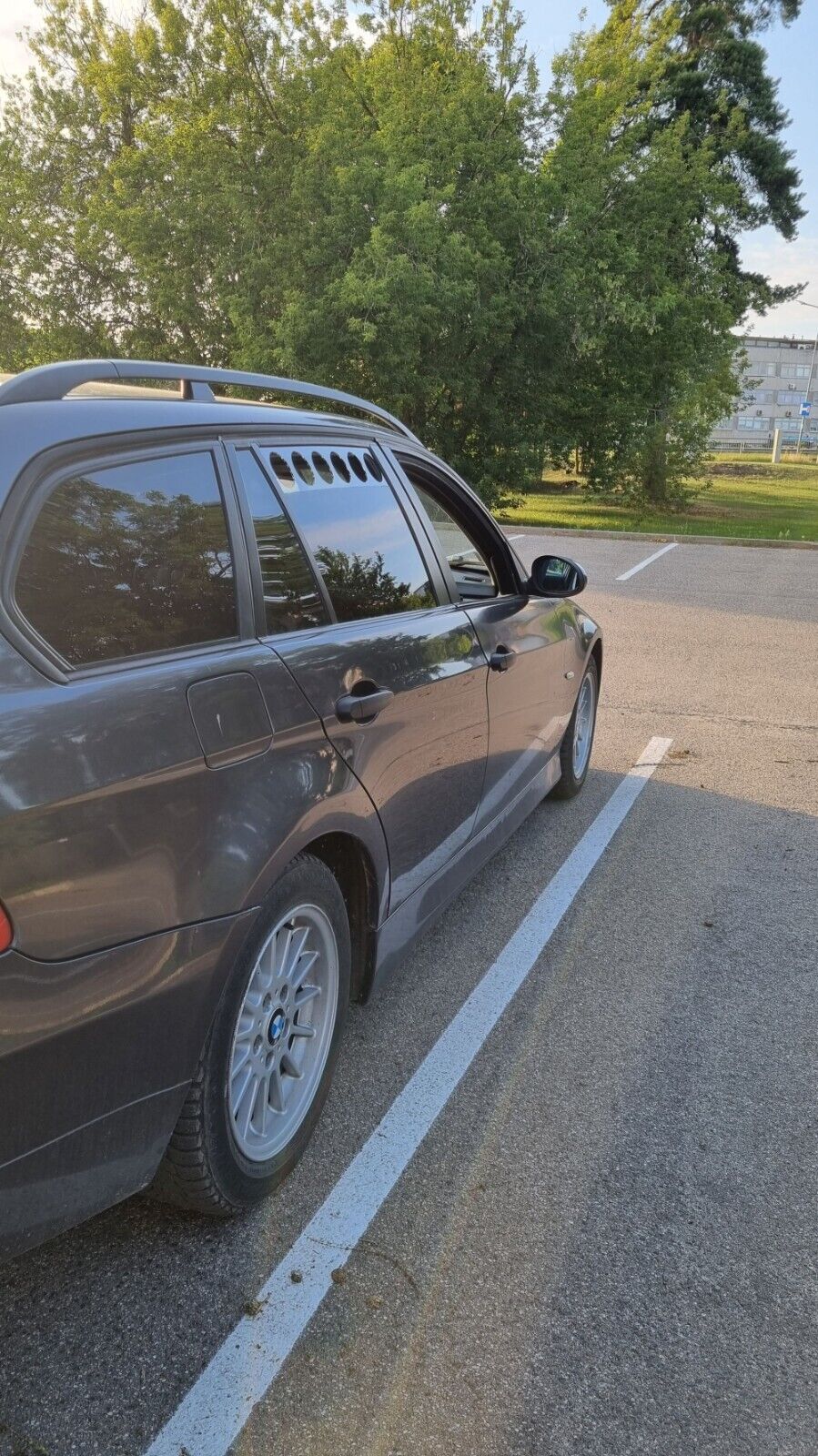 Black Glossy Rear Window Vent Set Rally Drift Stance Visor Set (Fits BMW E91 Touring Wagon)