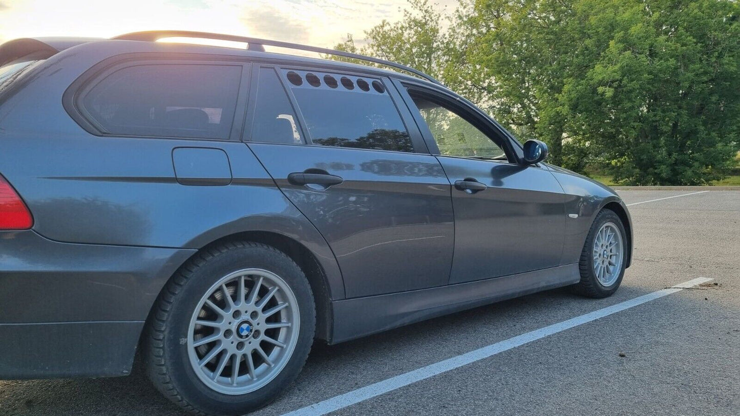 Black Glossy Rear Window Vent Set Rally Drift Stance Visor Set (Fits BMW E91 Touring Wagon)