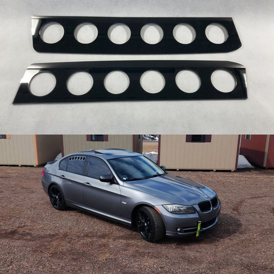 Black Rear Window Vent Set Rally Drift Stance Visor Set (Fits BMW E90 Sedan)