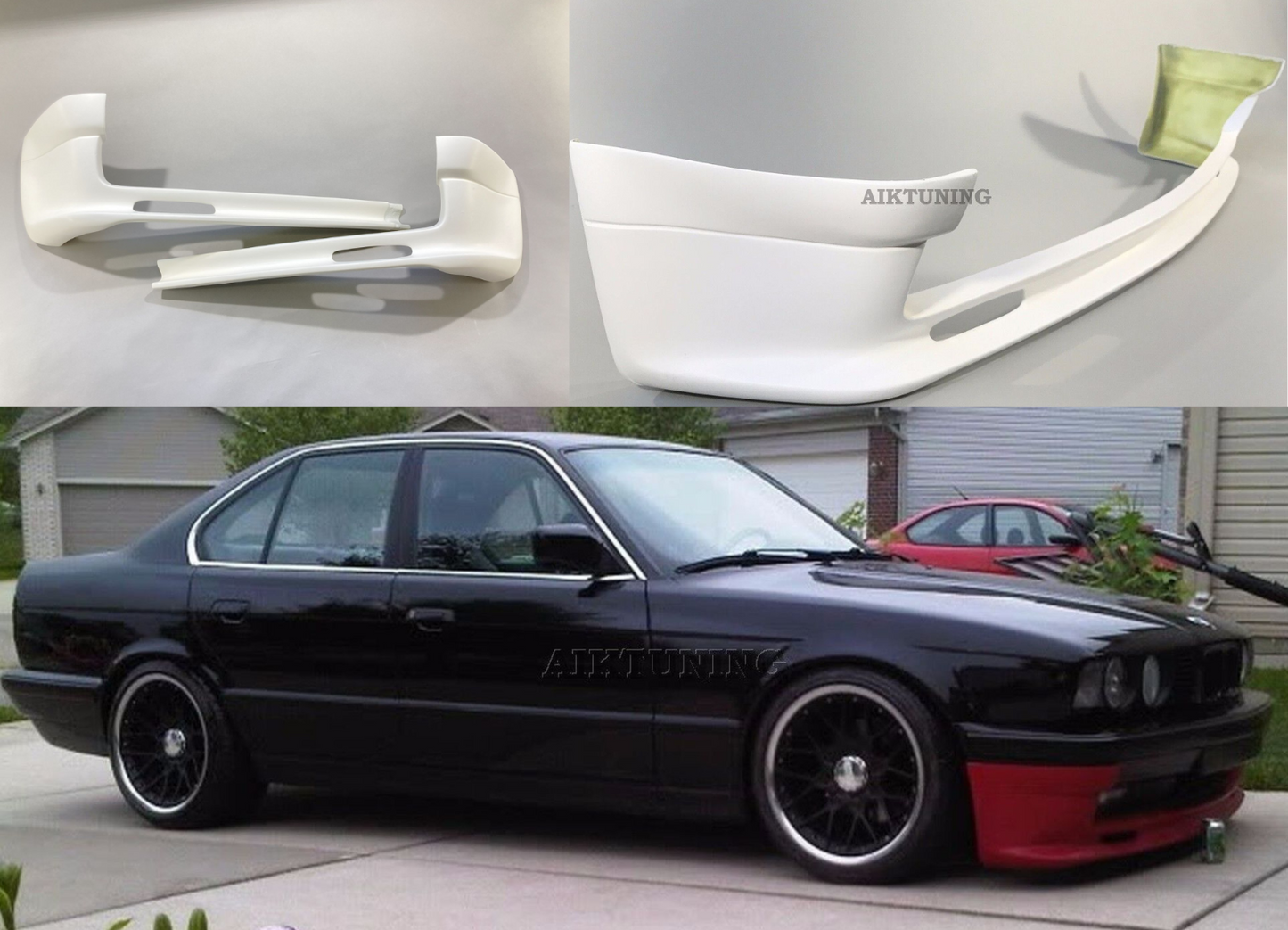 Split Front Bumper Spoiler Addon Lip Valance Splitter (Fits BMW E34 Zender)