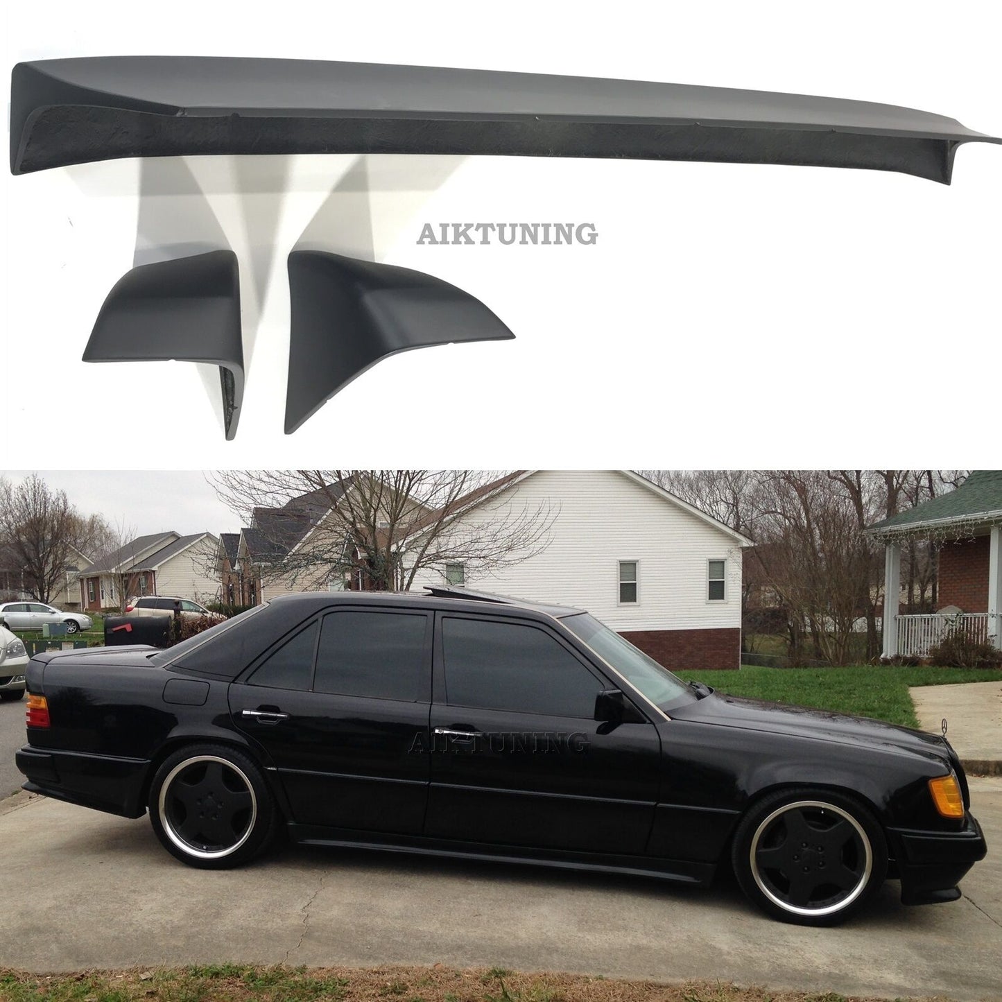 Rear Trunk Spoiler 3 Piece Wing Lid Ducktail (Fits Mercedes Benz W124 Sedan AMG)
