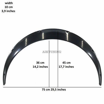 100mm Wide Universal Fender Flares Wheel Arch Extension Arches Trims JDM Set RUM
