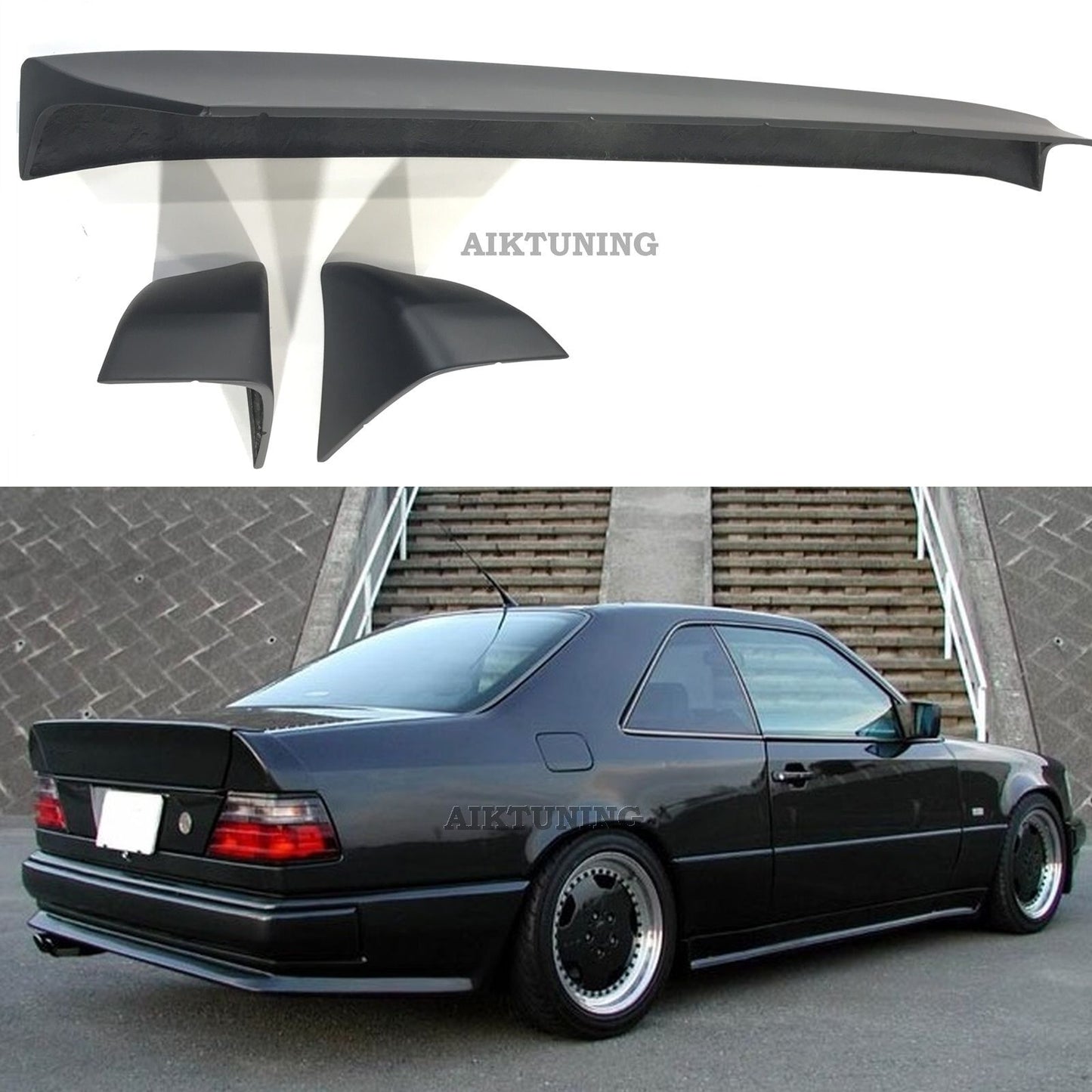 Rear Trunk Spoiler 3 Piece Wing Lid Ducktail (Fits Mercedes Benz W124 Coupe AMG)