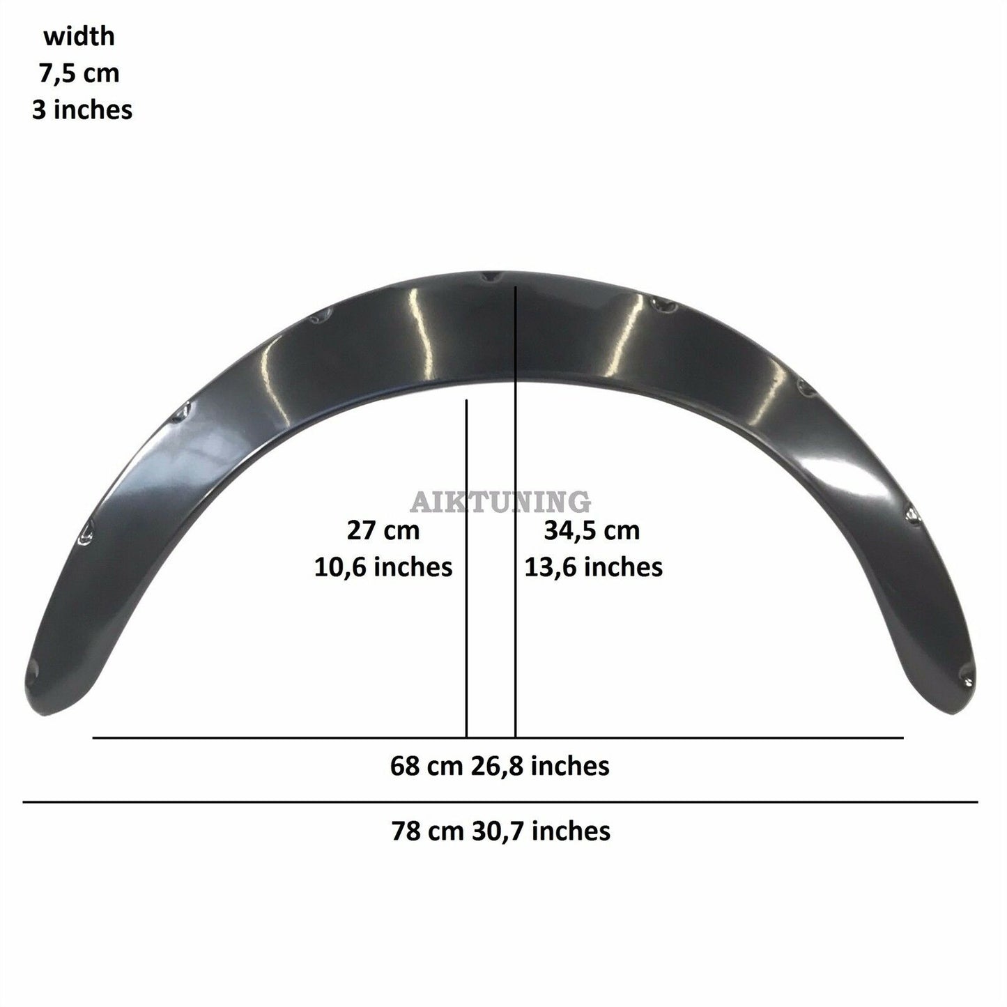 75mm Wide Universal Fender Flares Wheel Arch Extension Arches Trims JDM Set JDMG